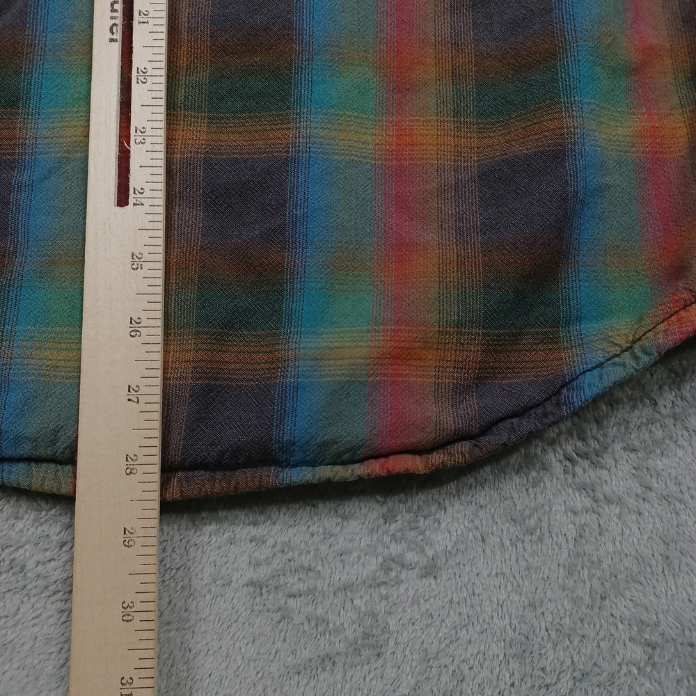 Prana Shirt Mens Large Blue Plaid Snap Button Outdoor Lined Casual - Picture 7 of 8